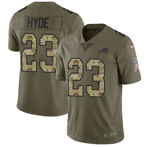 Nike Bills #23 Micah Hyde Olive/Camo Men's Stitched NFL Limited Salute To Service Jersey